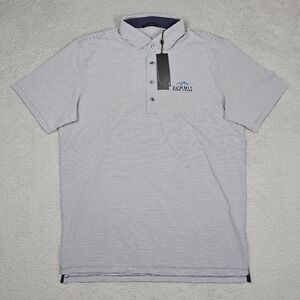 Greyson (Men's Large) Shadow Gray Striped Saranac Polo‎ Shirt Golf Performance